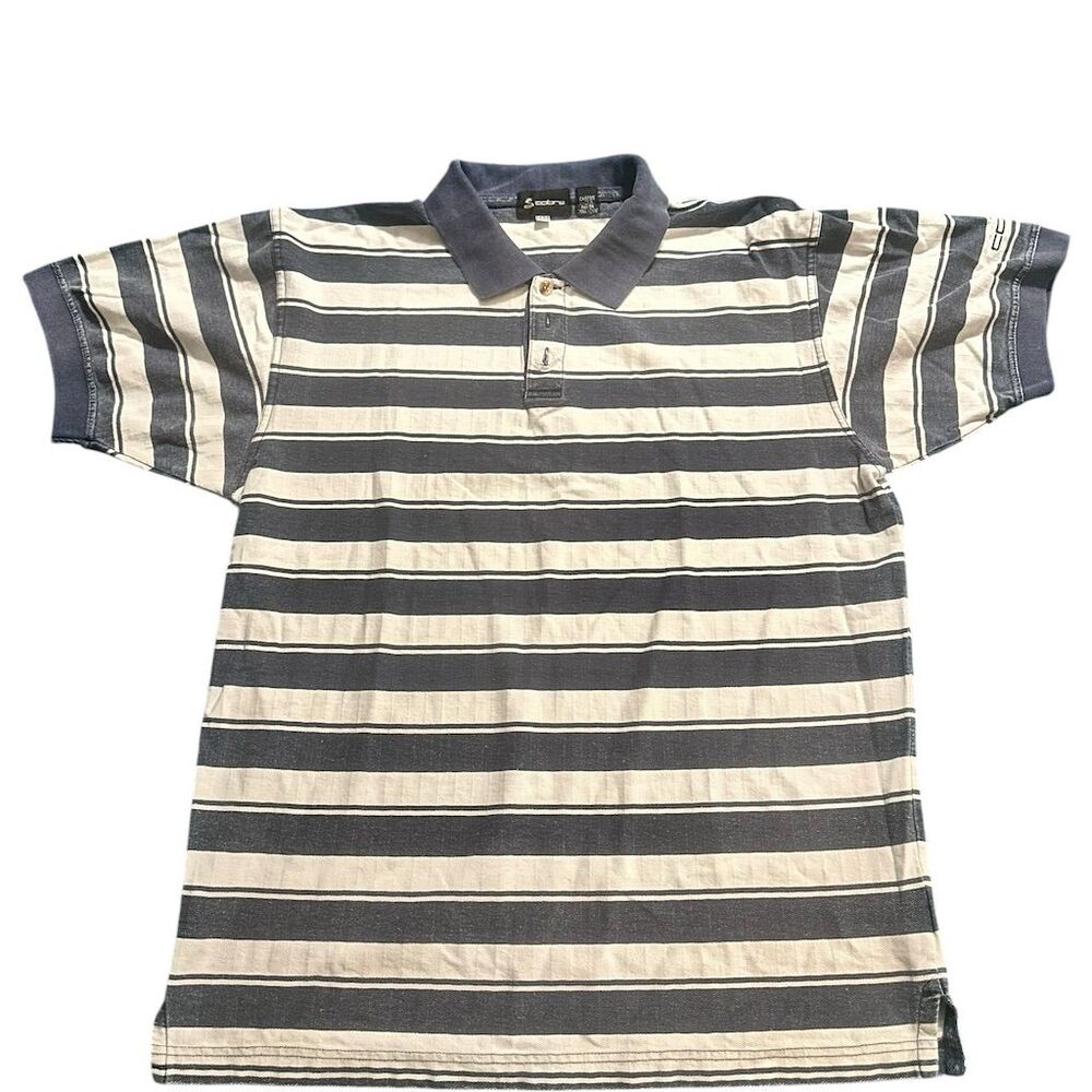 Vintage King‎ Cobra Men's Striped Polo Shirt M Multicolor Retro Casual